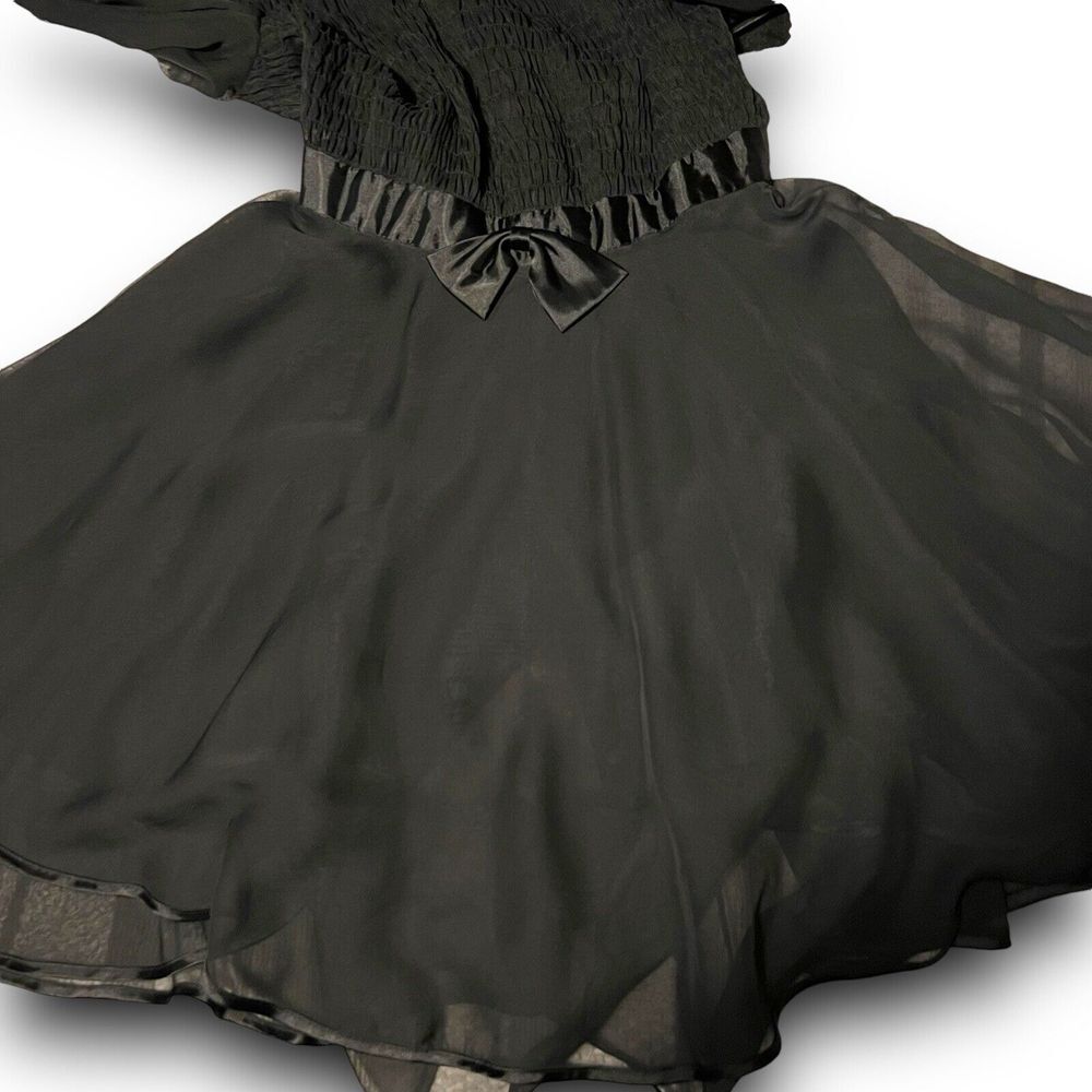 Jessica by Christopher Lai Size 2 Long Sleeve Flare Mesh Little Black Dress Goth - Picture 10 of 10